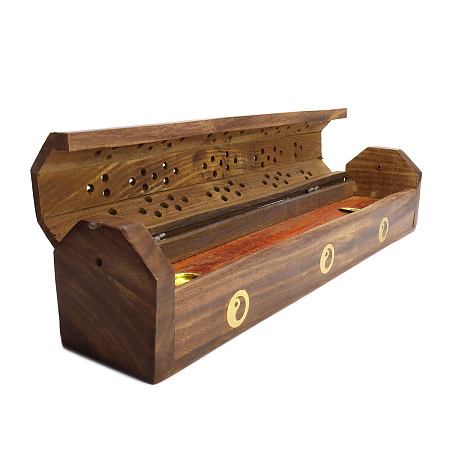 Подставка под благовония Пенал HM-CB-30 из дерева Шишам с резьбой 30cм-6cм-5.5cм