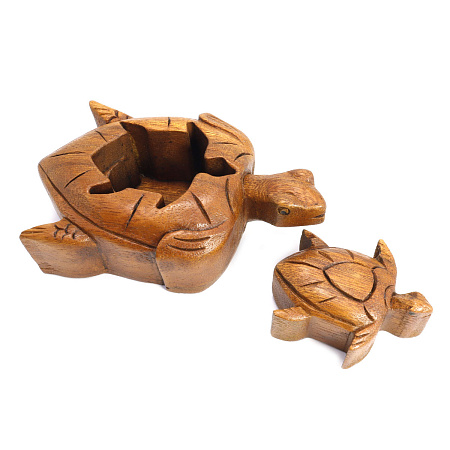 Шкатулка с секретом Черепаха 5см-13см из ценных пород дерева Тик 