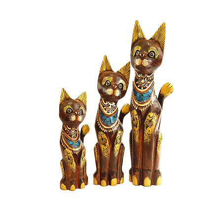 Статуэтки из дерева Набор Кошек 3 в 1 HOK9500 50см 40см 30cм Оберег Удача в дом