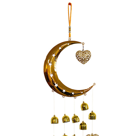 Музыка ветра MW-X03 Фен Шуй Месяц 9 колокольчиков и сердечки 