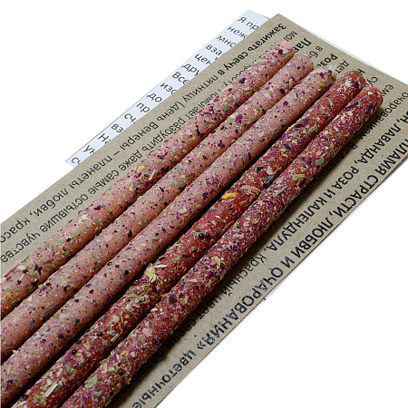 Свеча воск Травы ПЛАМЯ СТРАСТИ, ЛЮБВИ И ОЧАРОВАНИЯ Пион Лаванда Календула уп 5шт 16см