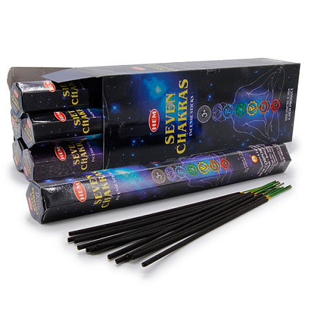 Благовония HEM 7 CHAKRAS 7 Чакр Пачули Лотос Мирра Сандал Роза Муск Иланг уп-6шт  