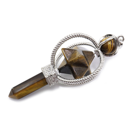 Кулон-маятник Меркаба из камня Тигровый глаз для гадания 7см 