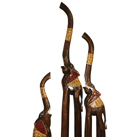 Сувенир из дерева Набор 3 Слона 100см 80см 60см символ удачи и процветания дерево албезия и мозайка